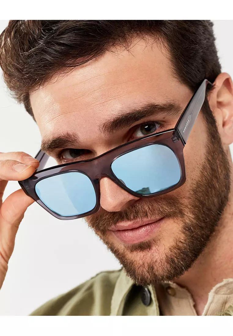 HAWKERS Grey Blue Chrome NARCISO Sunglasses for Men and Women. Official Product Designed in Spain