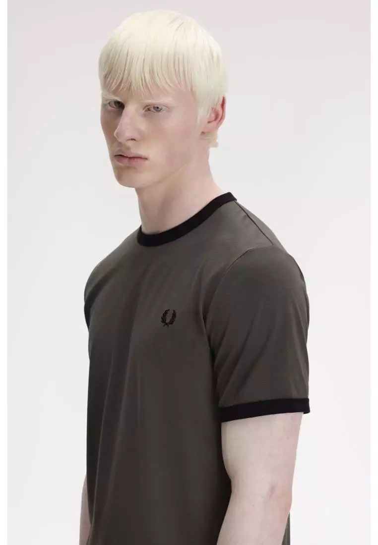Fred Perry M3519 Ringer T-Shirt (Field Green / Black)