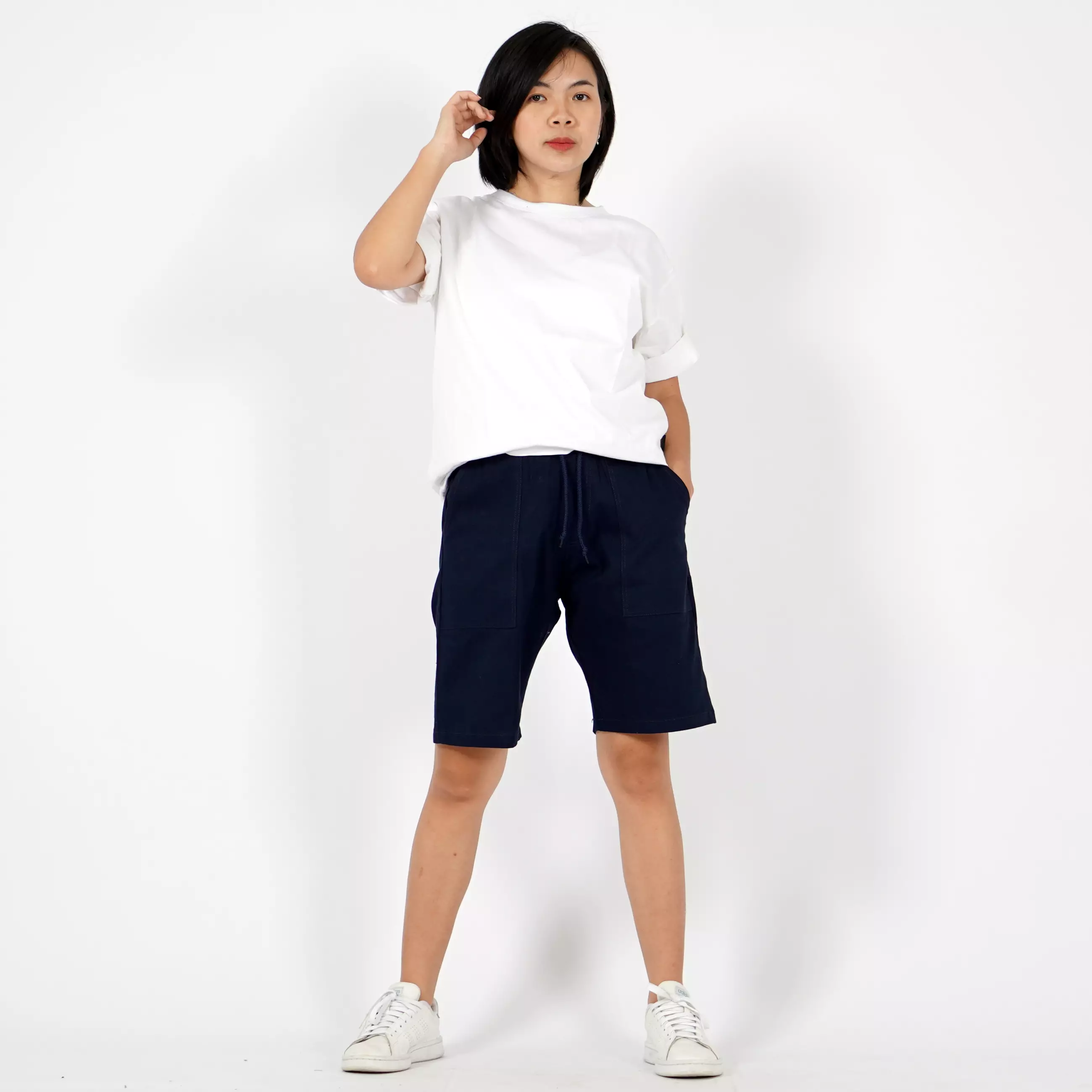  GWEN Celana Chino Pendek Celana Pendek Wanita Celana Santai - Navy