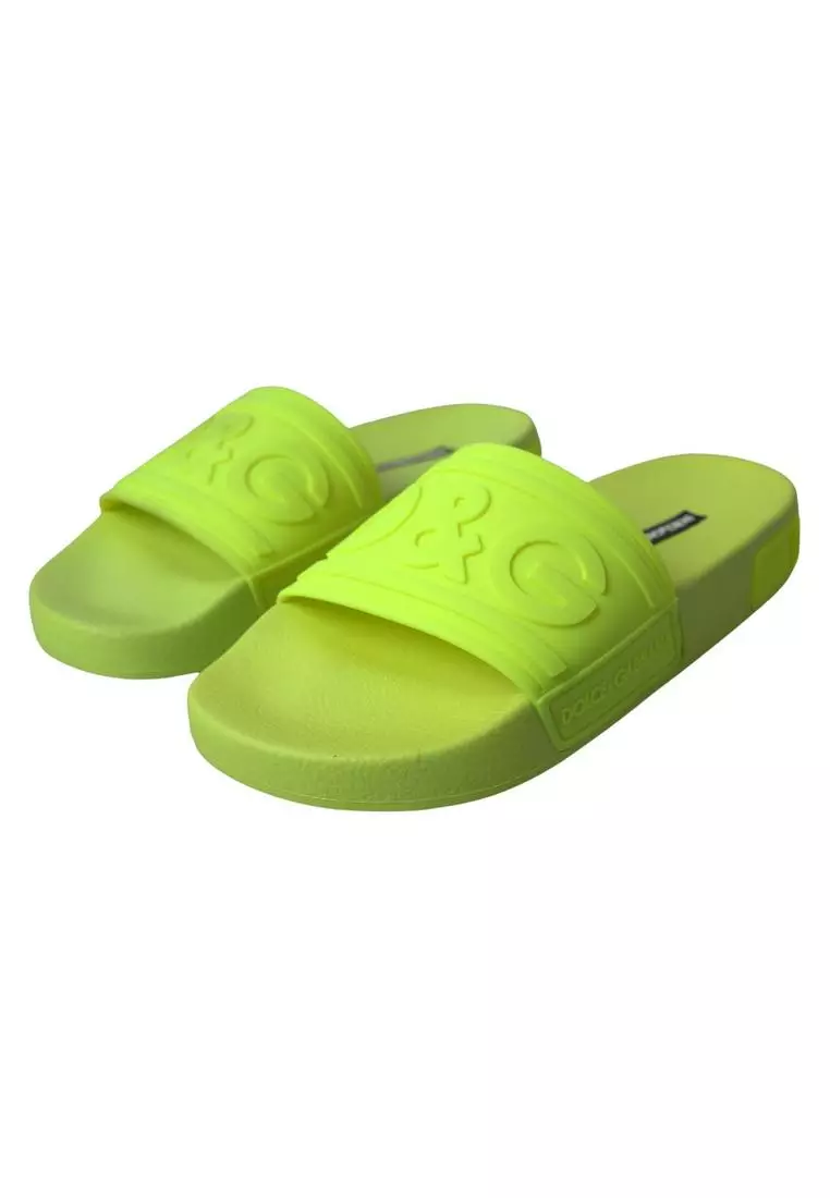 Buy Dolce & Gabbana Dolce & Gabbana Yellow Green Sandals Slides