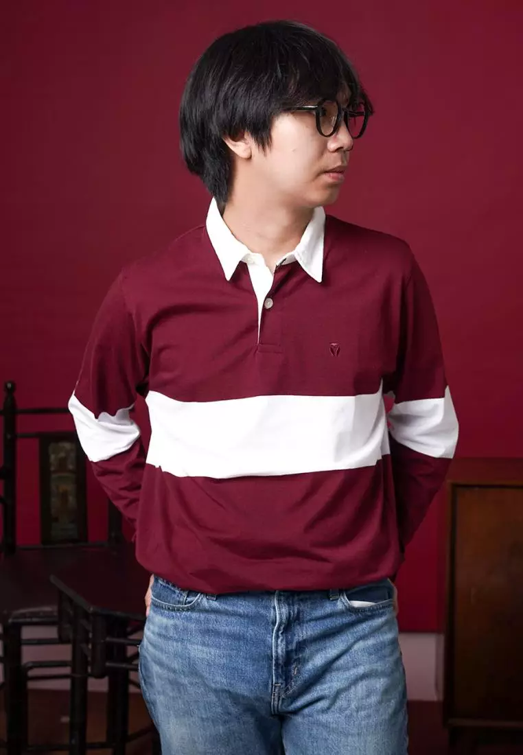 Matsuda Kaos Rugby Polo Shirt Pria Lengan Panjang Nago