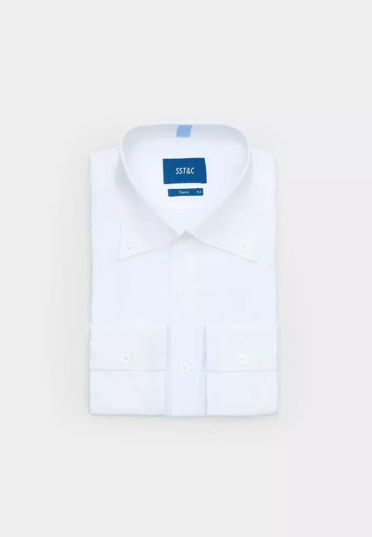White Textured Classic Fit Shirt