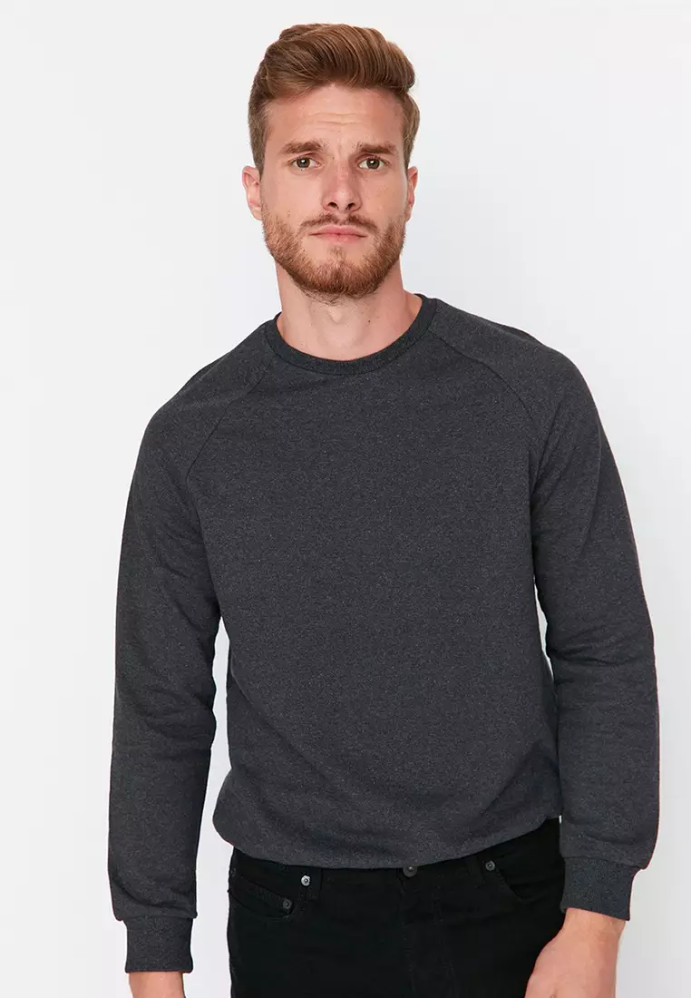 Anthracite Melange Regular/Normal Cut Fleece Inside/Warm Sweatshirt TMNAW23SW00189