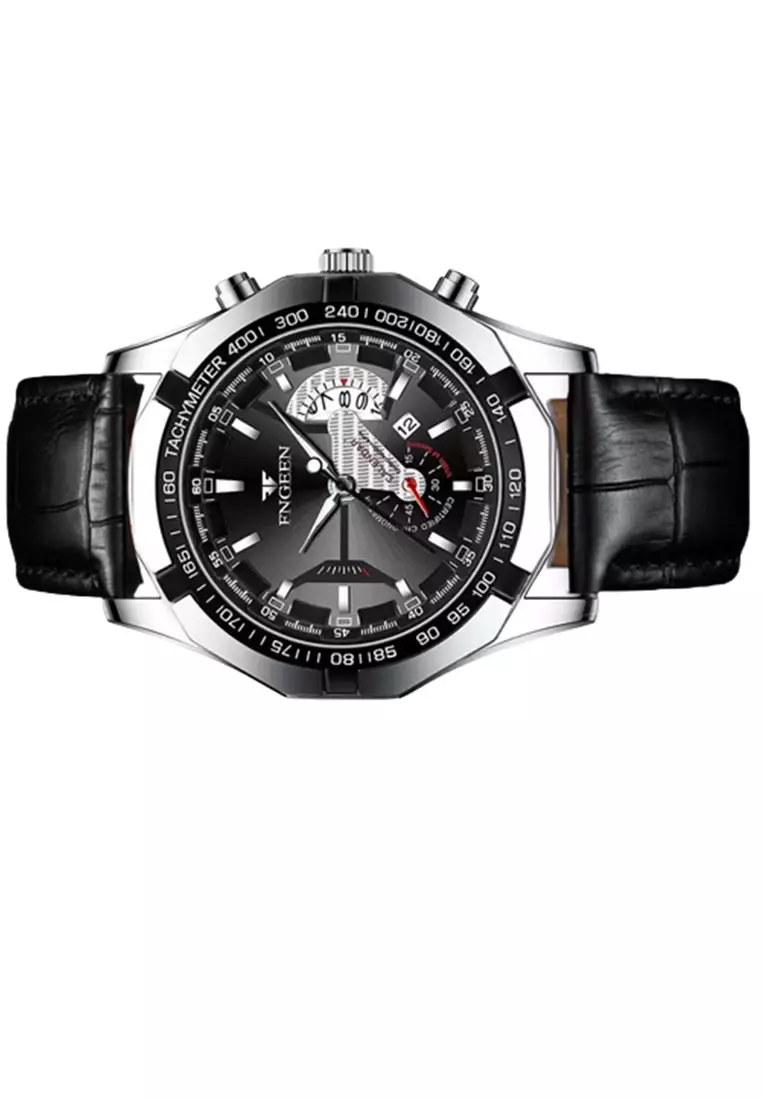 FNGEEN Jam Tangan Analog Pria Fashion Leather Quartz Watch Waterproof - S001 - ORIGINAL