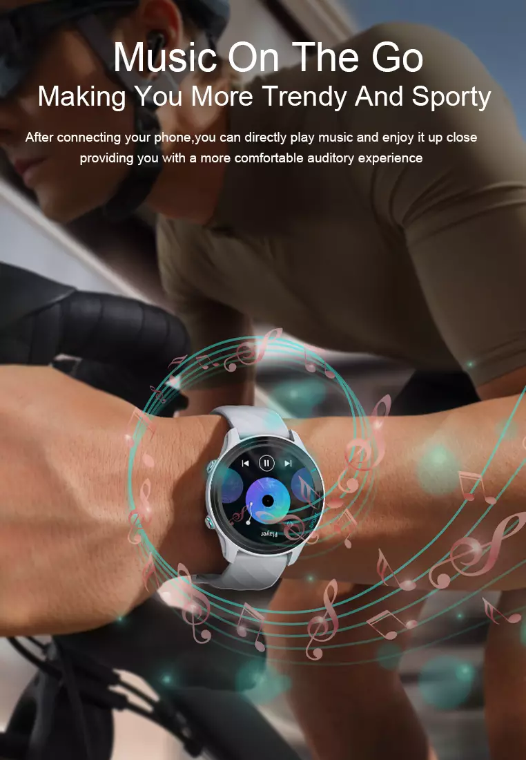 SmartWatch Z123 Bluetooth Call Jam Pintar 24H Temperature Monitoring Sport Fitness Touch Screen AI Voice Assistant white