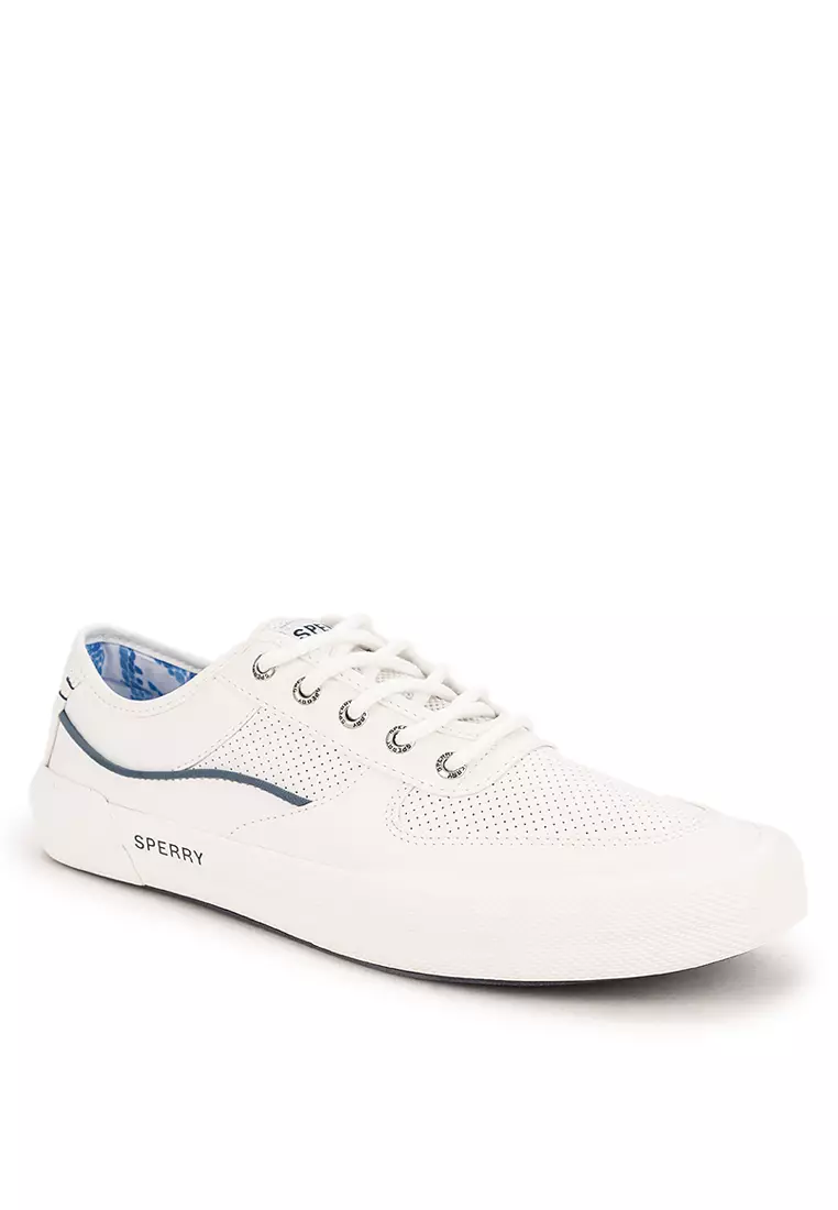 Discount on Sperry  shoes - SKU: Men’s Soltide Leather Sneakers off White Blue Wave