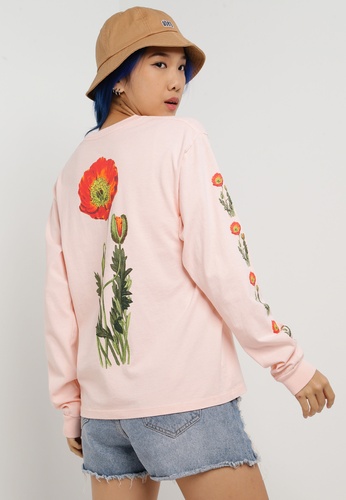 OBEY pink OP Flower Long Sleeve T-Shirt 3B757AA9B64A52GS_1