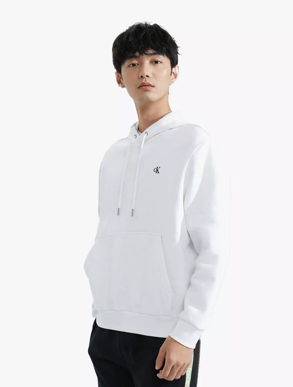CALVIN KLEIN JEANS - ARCHIVE LOGO FLEECE HOODIE - white