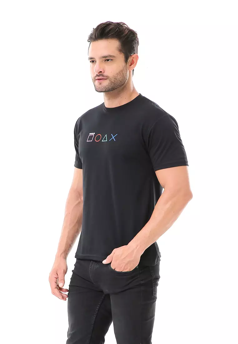 Aisley Kaos Pria Lengan Pendek Motif Game Ready Tshirt Kasual Material Cotton ORIGINAL - Black