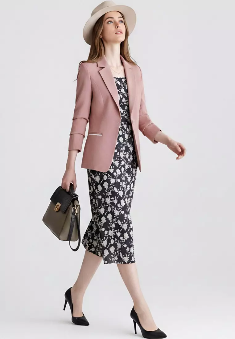 Single Button Slim Suit Blazer