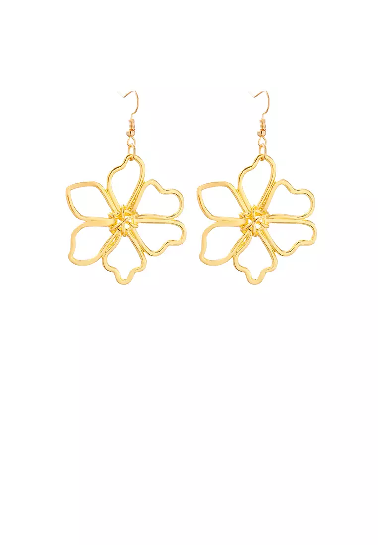 Buy Glamorousky Fashion and Simple Plated Gold Hollow Flower