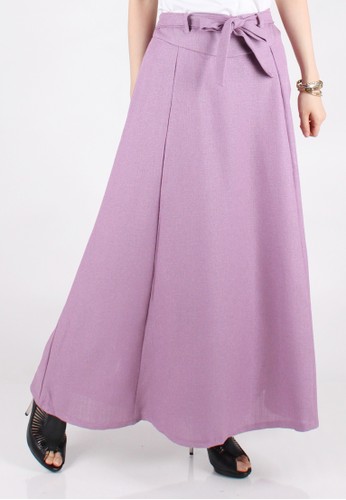 Linen Bowtie Maxi Skirt - Purple
