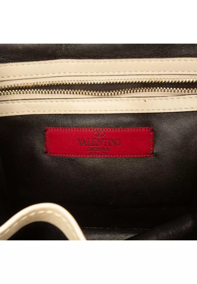 Pre-Loved Valentino Small Tricolor Calfskin Rockstud Glam Lock Crossbody