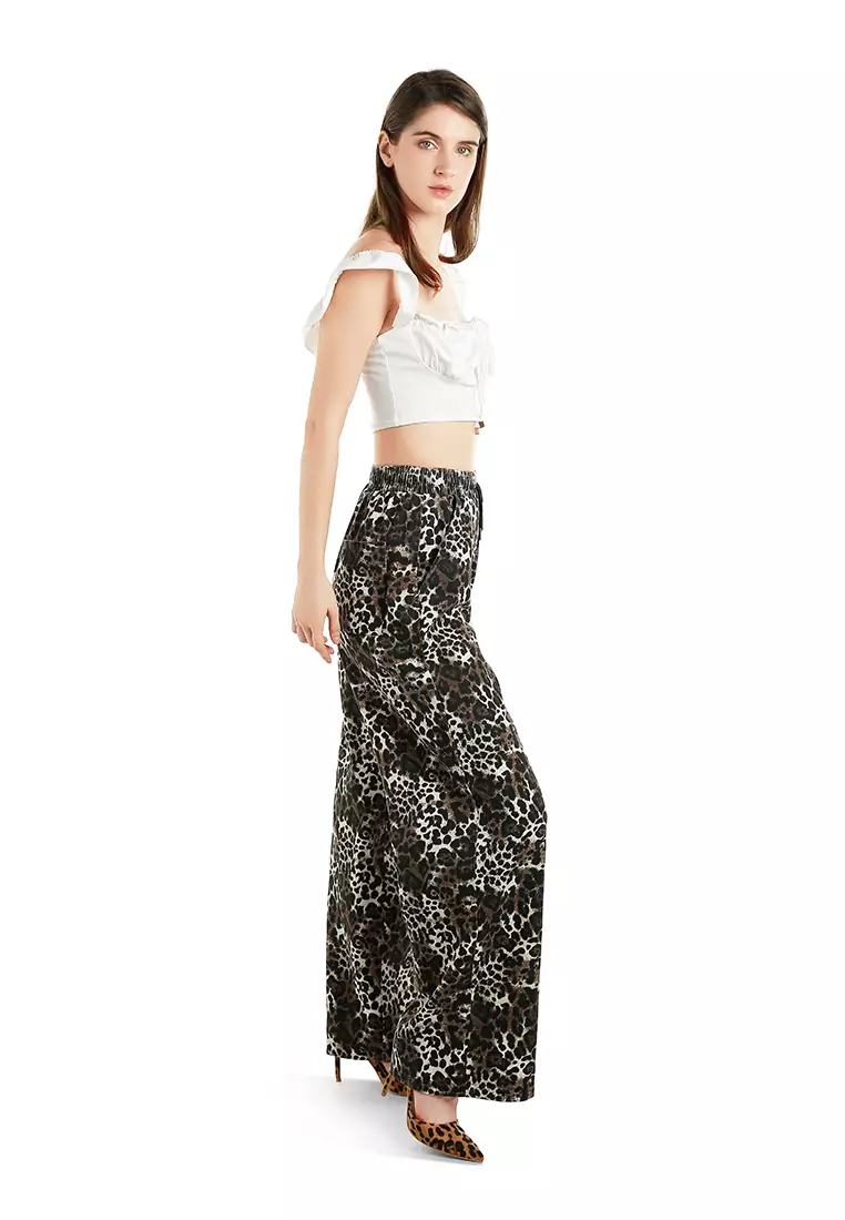 Jeans Kaki Lebar Motif Macan Tutul