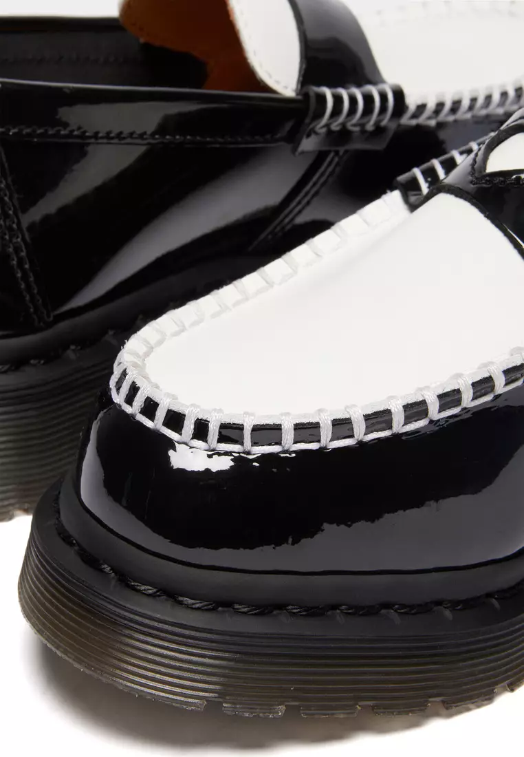 Penton Heart Two-Tone Arcadia Rub Off Leather Black + White Loafers -Women