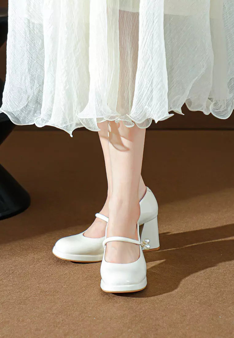 7CM Pearl Strap Mary Jane Shoes BY2465-22