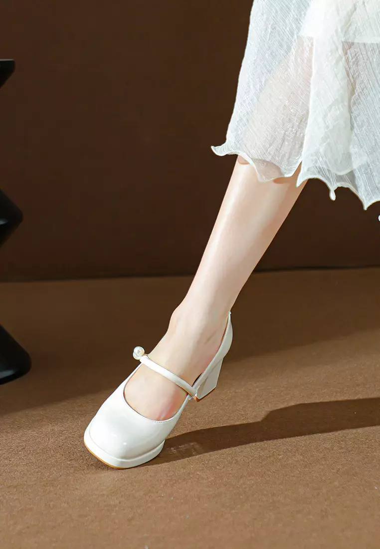 7CM Pearl Strap Mary Jane Shoes BY2465-22