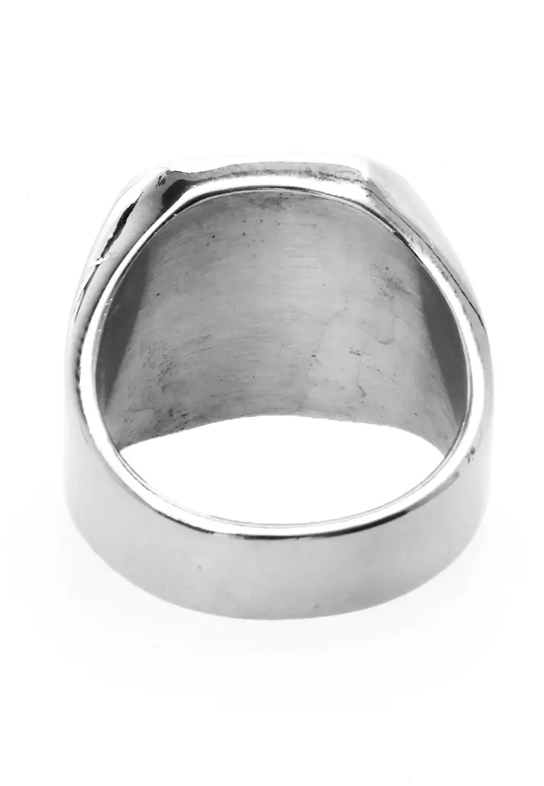 Daisy Aksesoris Pria Wanita Cincin Desain Kotak Material Titanium ORIGINAL - Silver Glossy