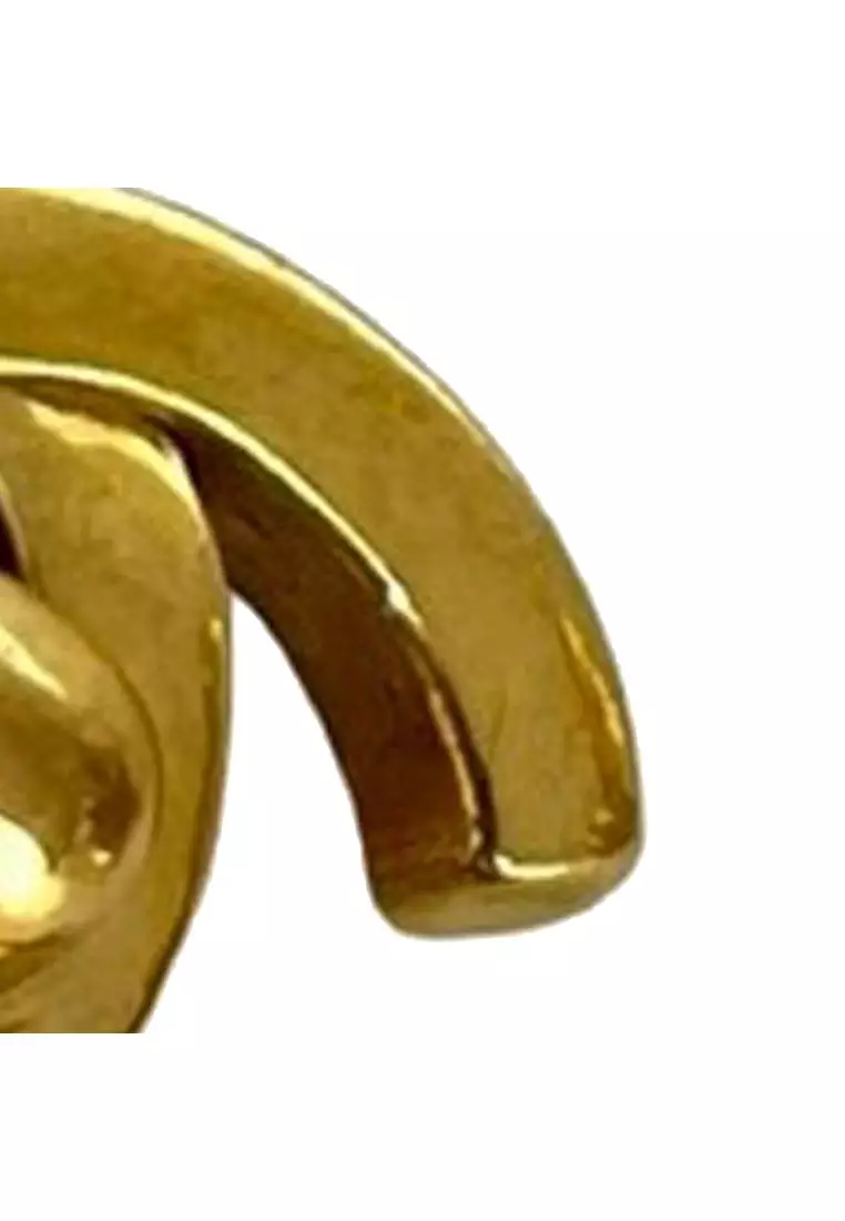 Pre-Loved Chanel Cc Gold Plated Turn Lock Clip On Earrings