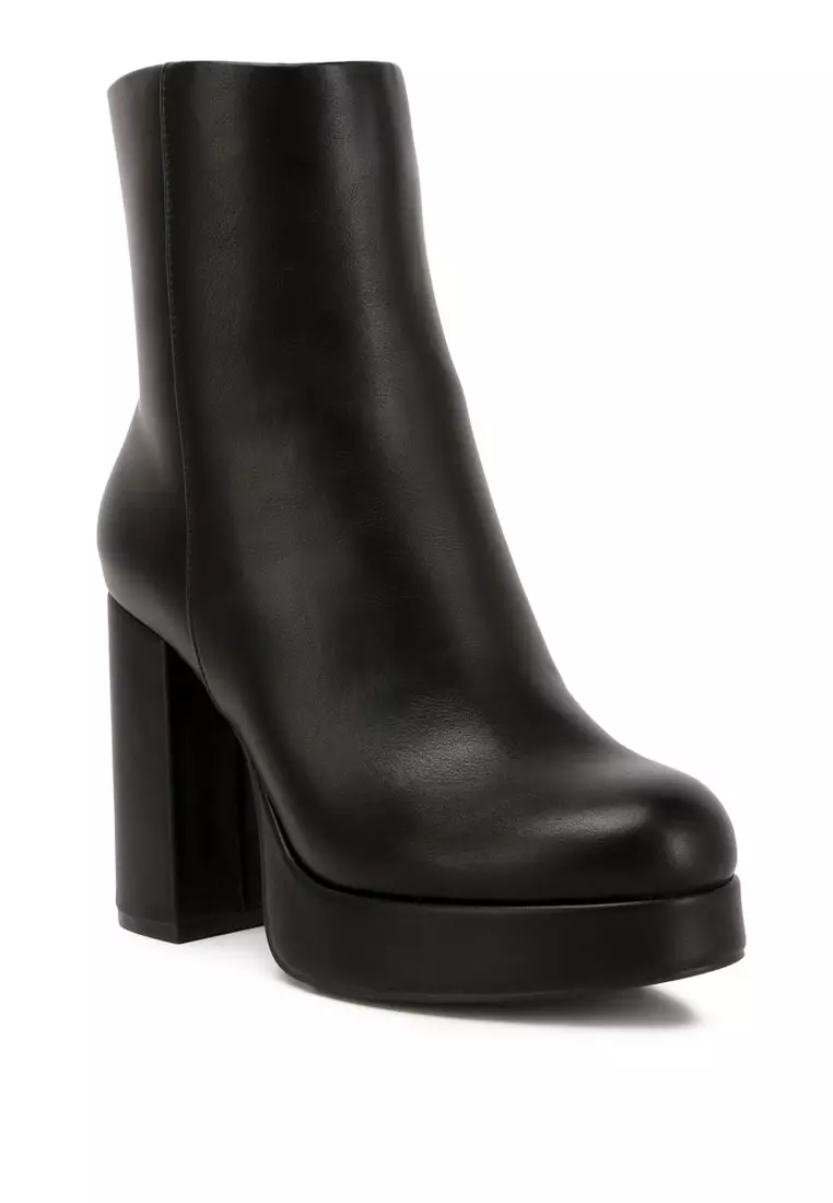 Buy London Rag Black Block Heel Platform Ankle Boots 2024 Online
