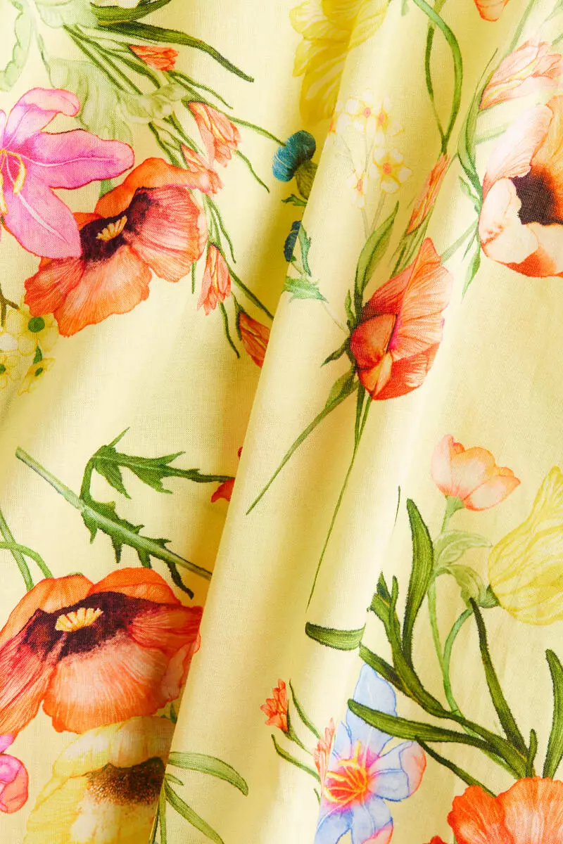 Balloon-sleeved cotton dress