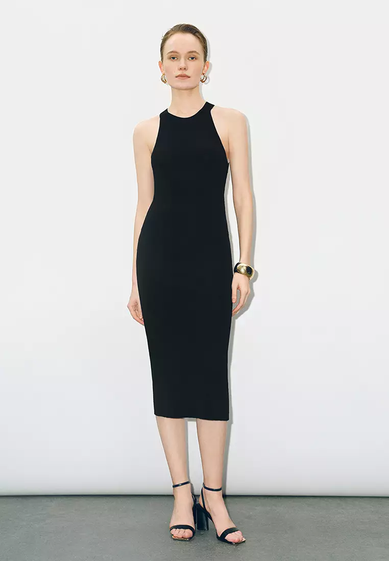 UR冬季新款女装法式气质镂空无袖针织连衣裙UWG940278