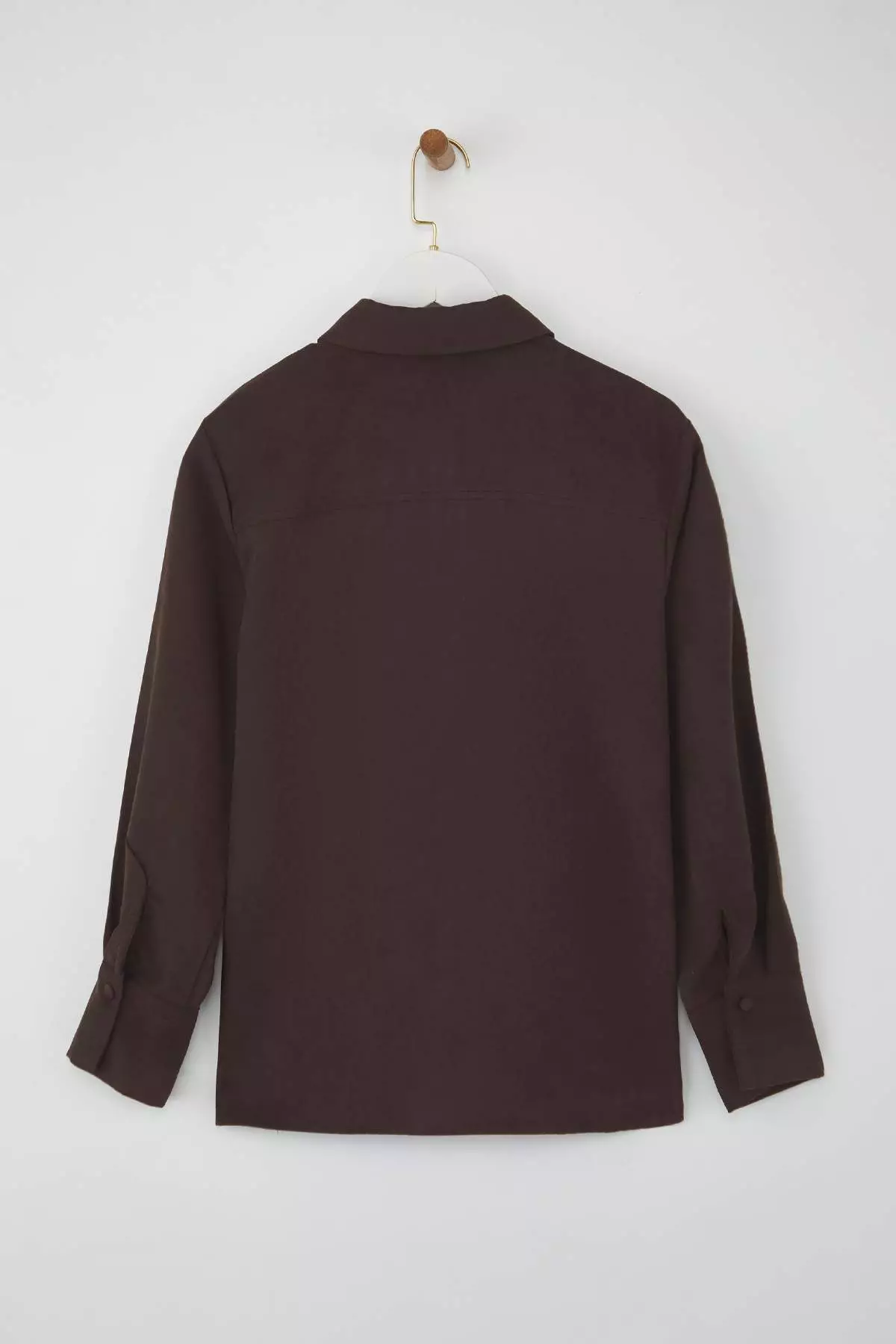 Dark Brown Regular Fit Suede Shirt Twoaw26Go00027