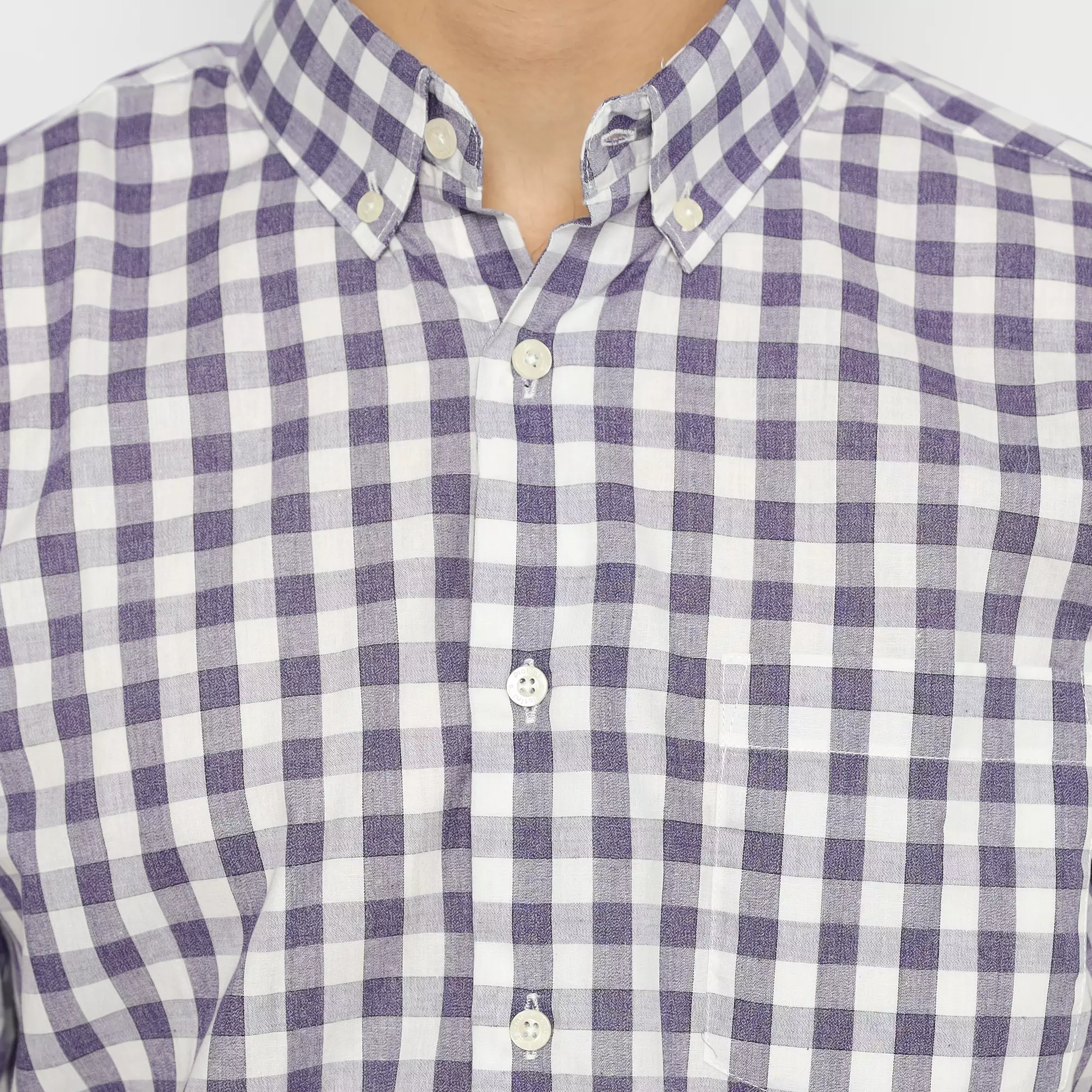 Platini Kemeja Kotak Pria Lengan Pendek Katun 73334 Ungu