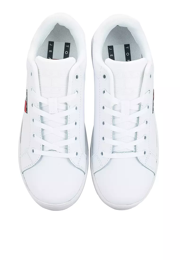 Tommy hilfiger white & navy flatform store flag sneaker trainers