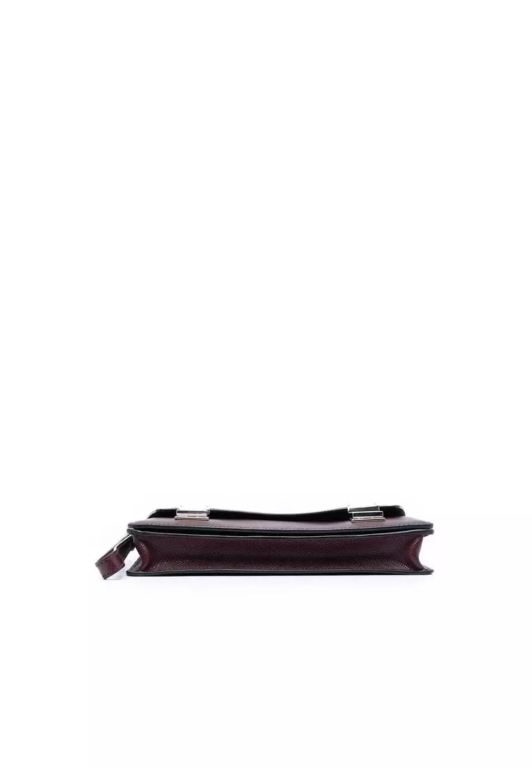 Pre-Loved Prada Saffiano Double Lock Convertible Clutch