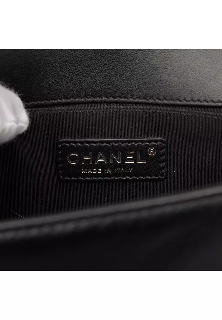 Pre-Loved Chanel Old Medium Quilted Perforated Lambskin Boy Flap