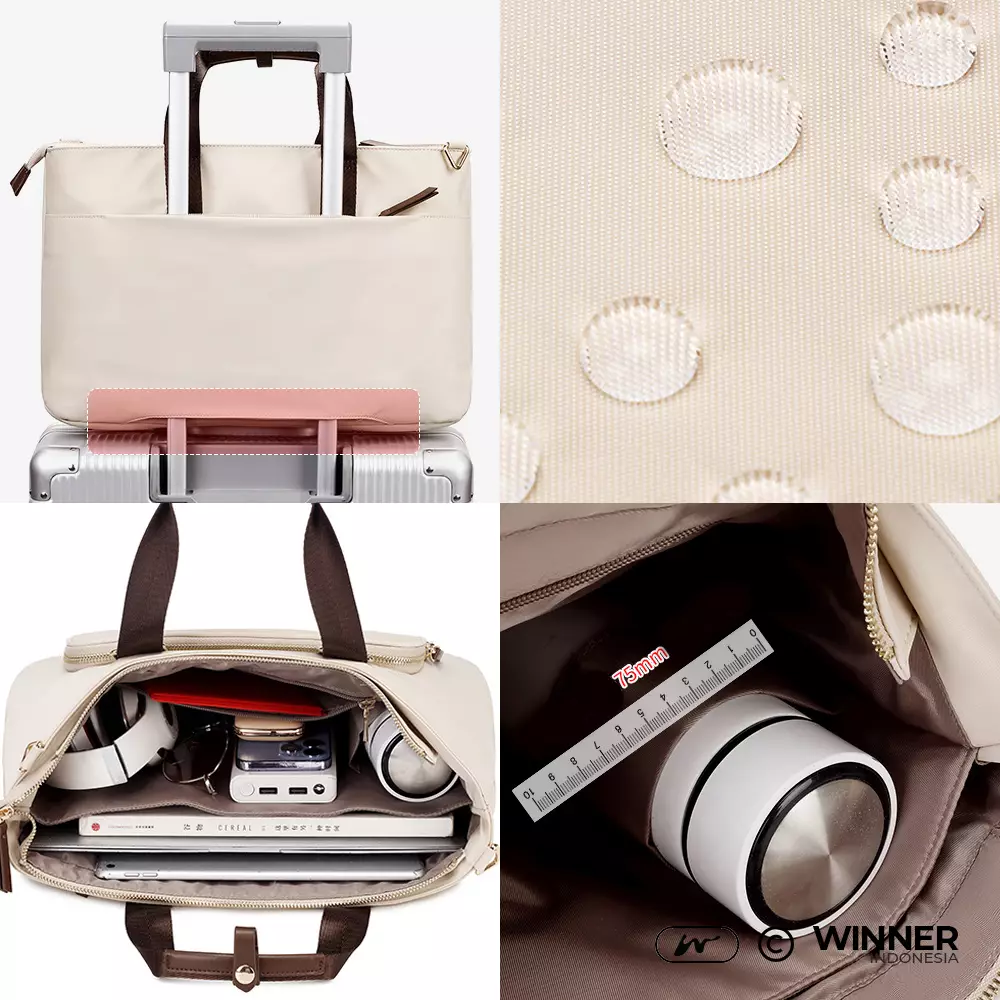 Tas Laptop 15,6 inch Bahu Selempang Nilon Oxford Anti-Air Wanita Bag (T14-014-5522) - Warna Light-Pink 15,6 inch