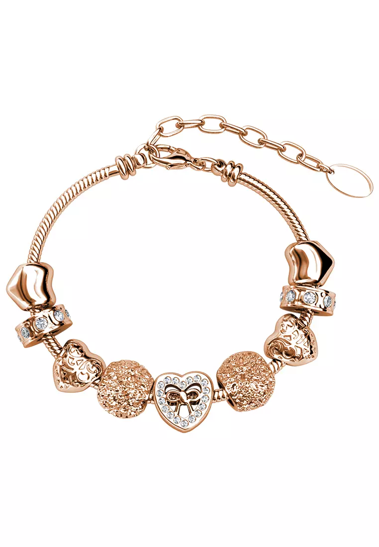 Her Jewellery Isabella Charm Bracelet (Rose Gold) - Luxury Crystal Embellishments plated with 18K Gold