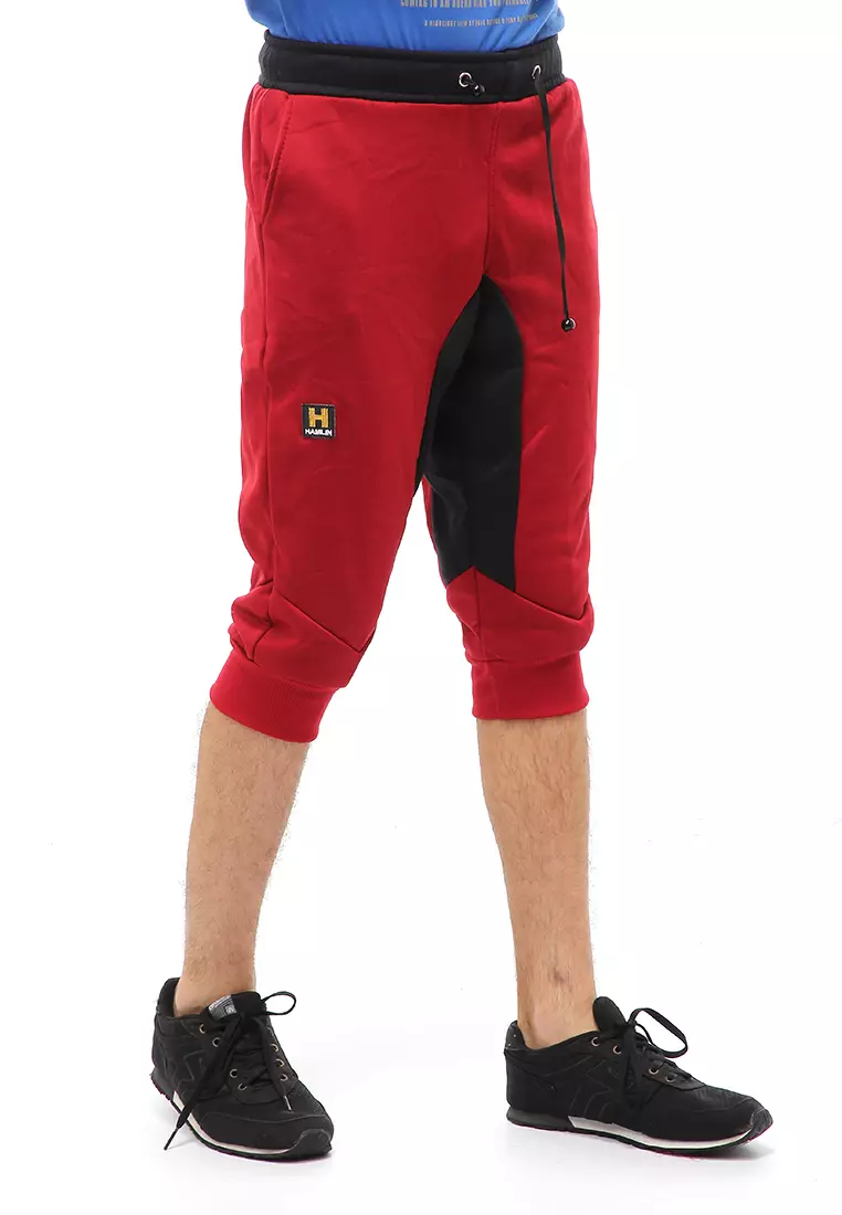 Rishham Short Pants Celana Jogger Pendek Pria Simple Design Material Baby Terry ORIGINAL - Maroon