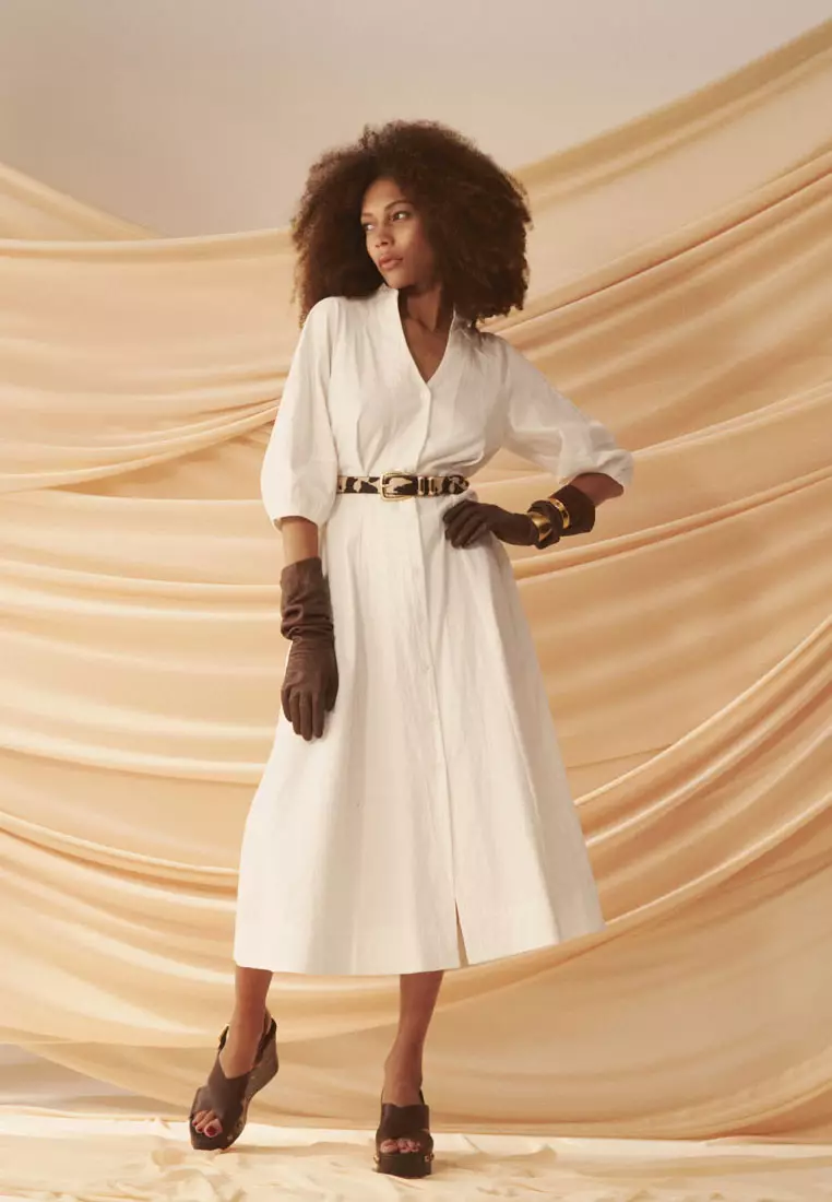 Lyn Lantern Sleeve Shirt Dress