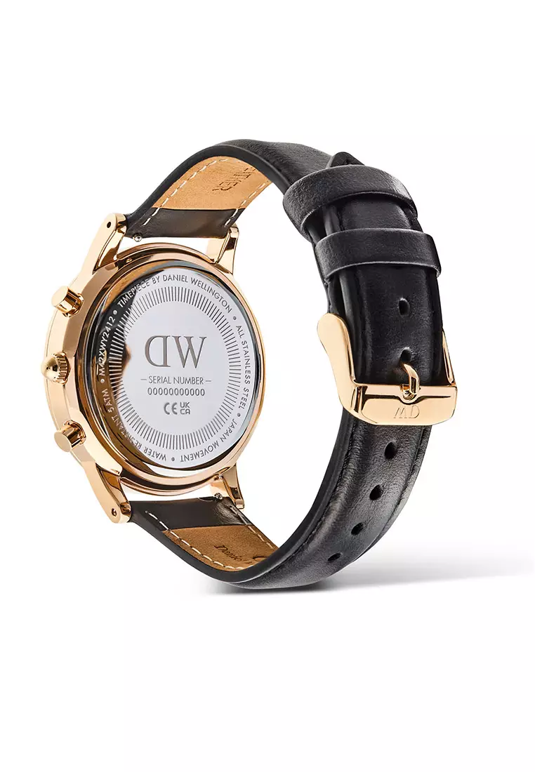 Iconic Chronogprah 42mm Sheffield Arctic Panda Rose Gold Men Watch stainless steel Leather strap watch DW Official Authentic Original jam tanggan lelaki DW jam tangan