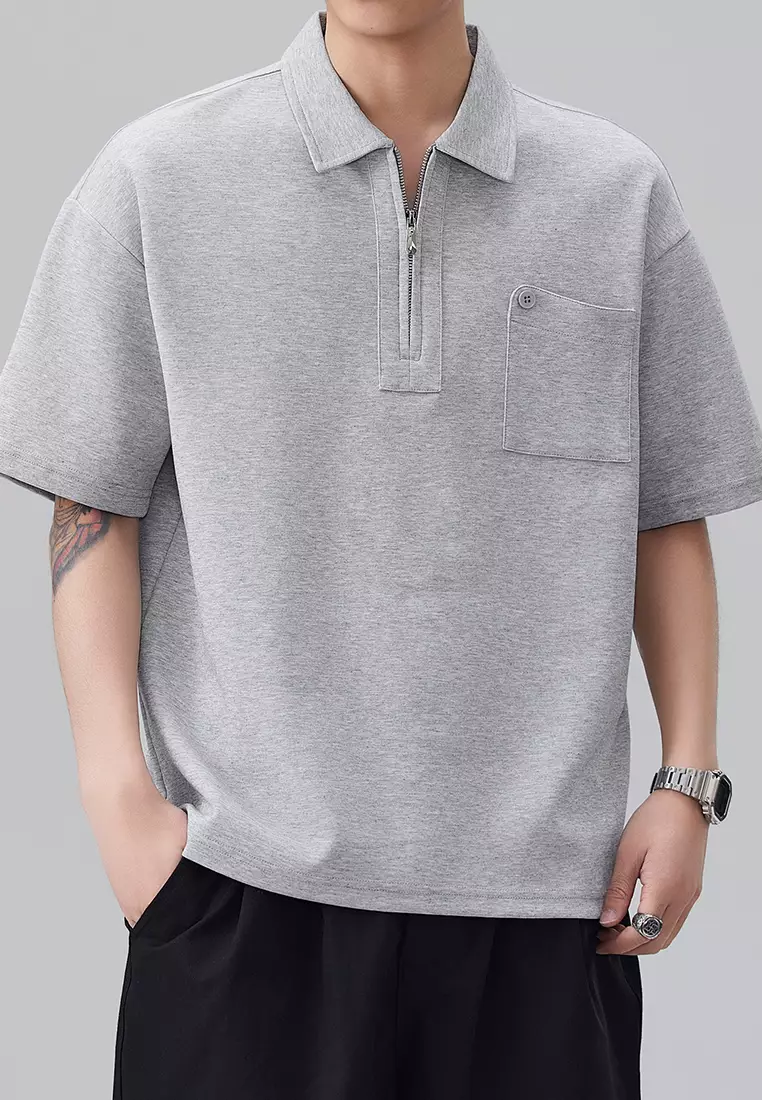 Half Zip Collar Polo Shirt AY-D8909