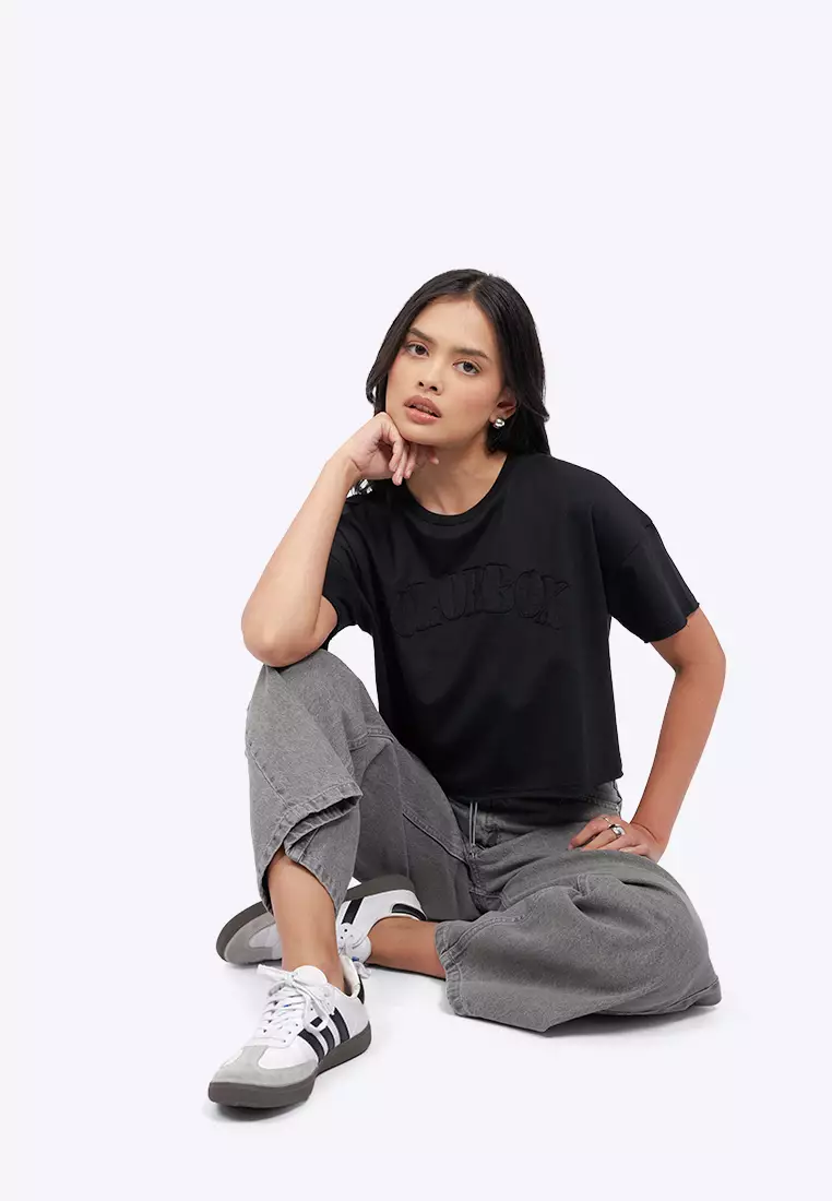 Pattern Details Oversized Crop T-Shirt