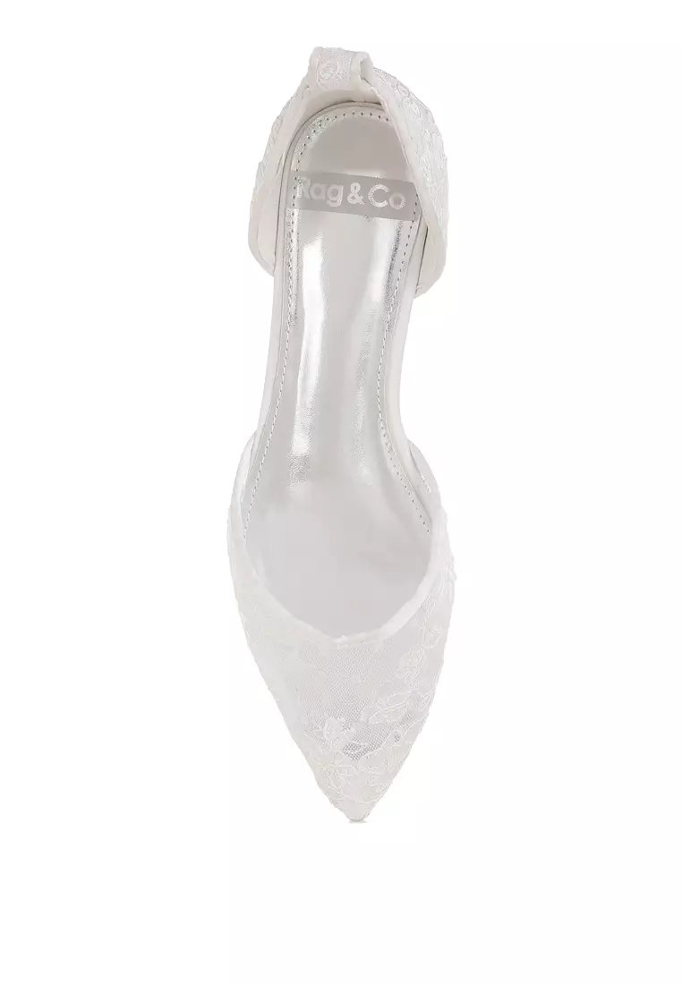 Pearl & Rhinestone Strap Flat Sandals in White