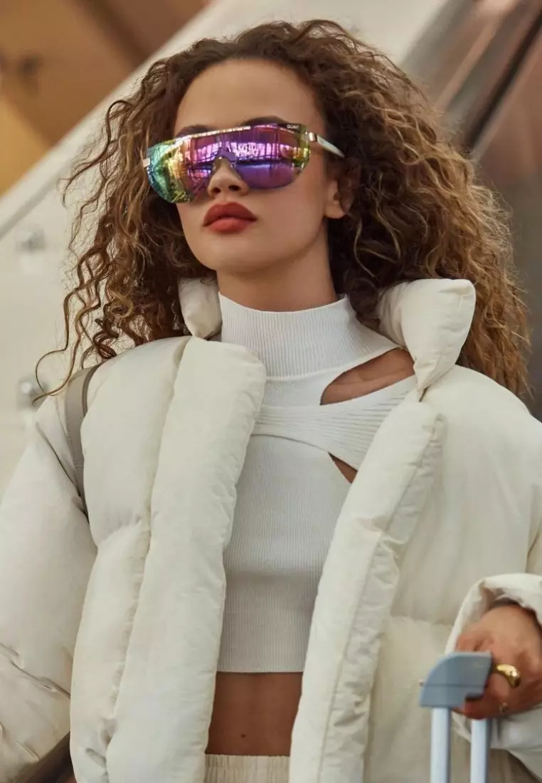 On The Edge Sunglasses - Bone/Pink Mirror Polarized