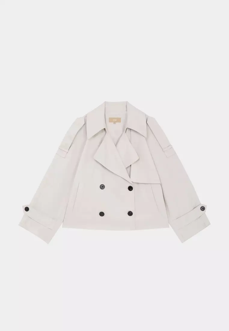 淺卡其短風衣外套