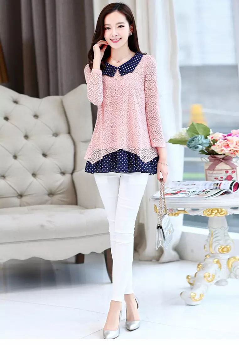 Layered Lace Long Sleeves Top