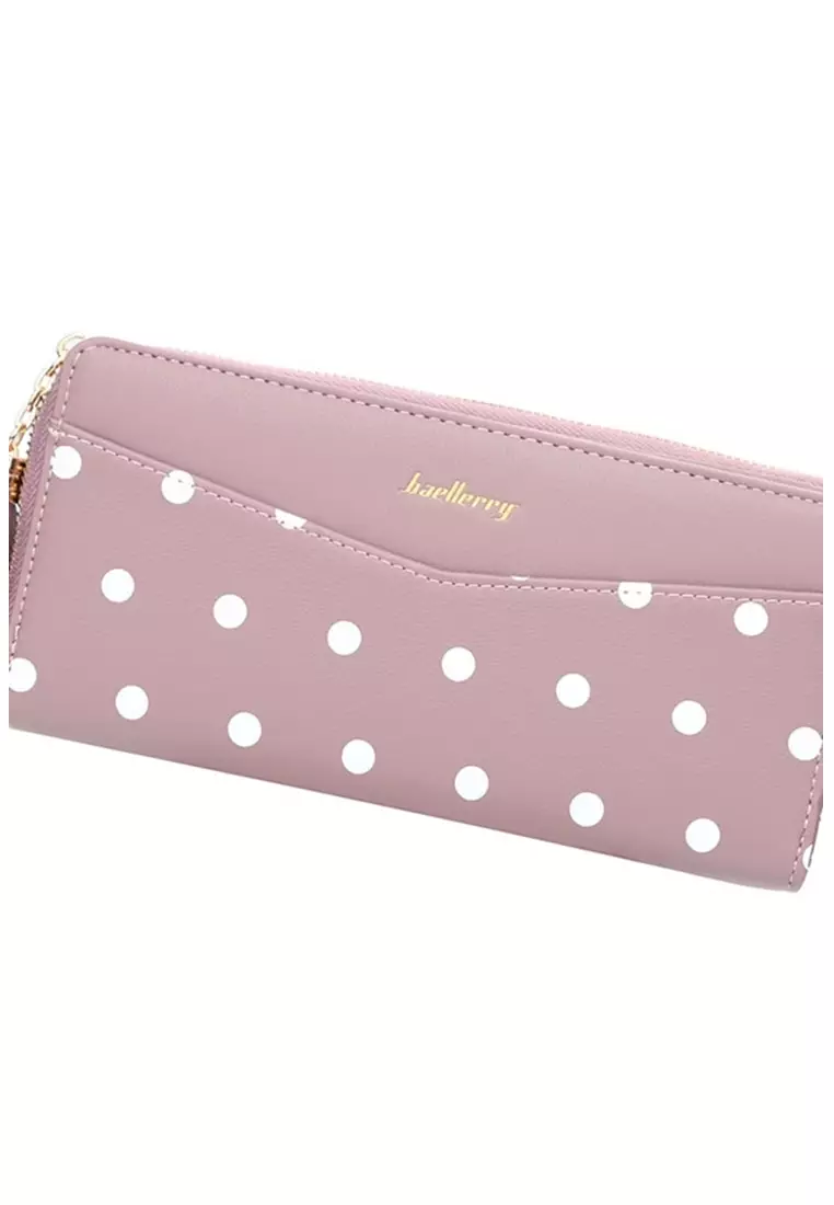 Dompet Wanita Panjang Motif Polkadot Bahan Kulit PU Leather Premium ORIGINAL
