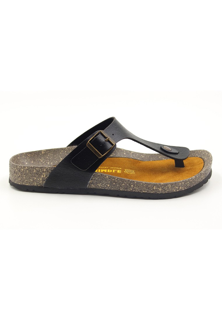Rome - Black Leather Sandals & Flip Flops & Slipper