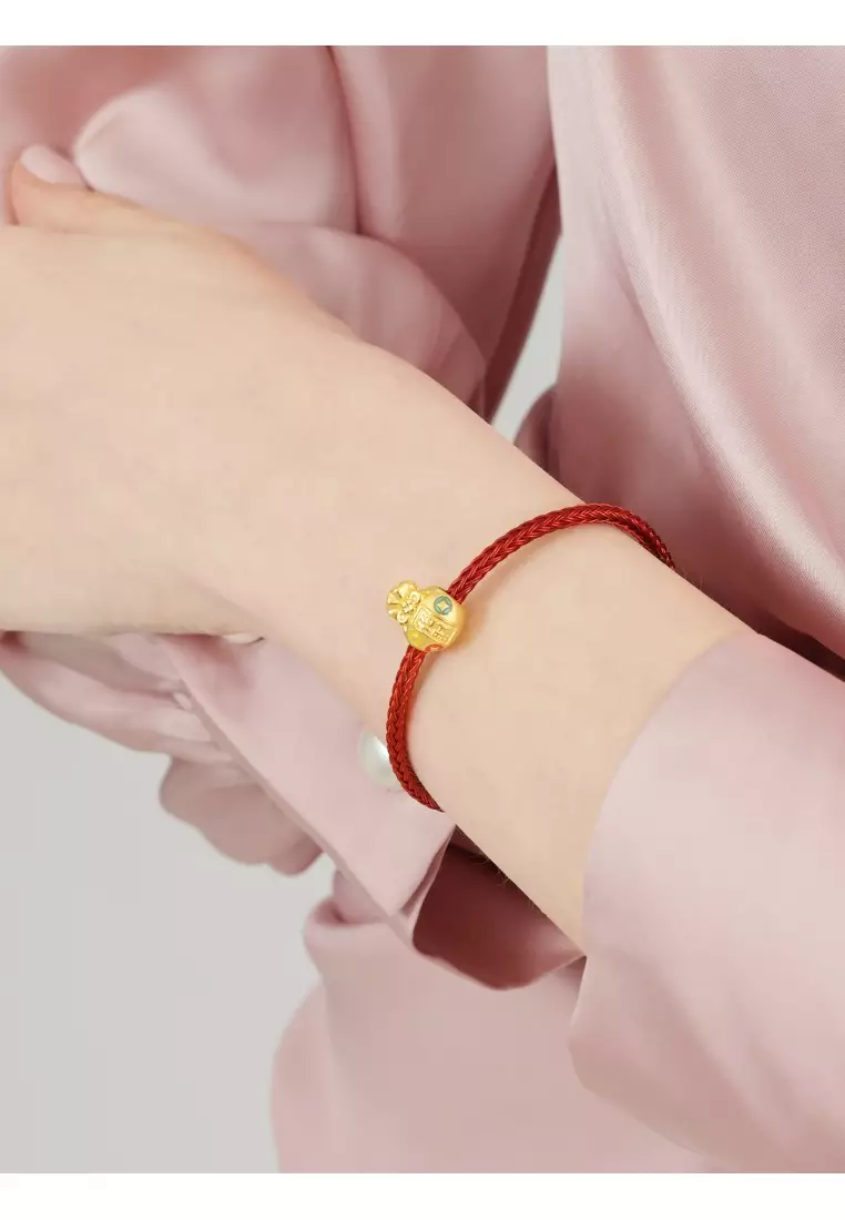 999 24K Solid Gold Blessings & Culture Lucky Charm 93823C (Bracelet not included)