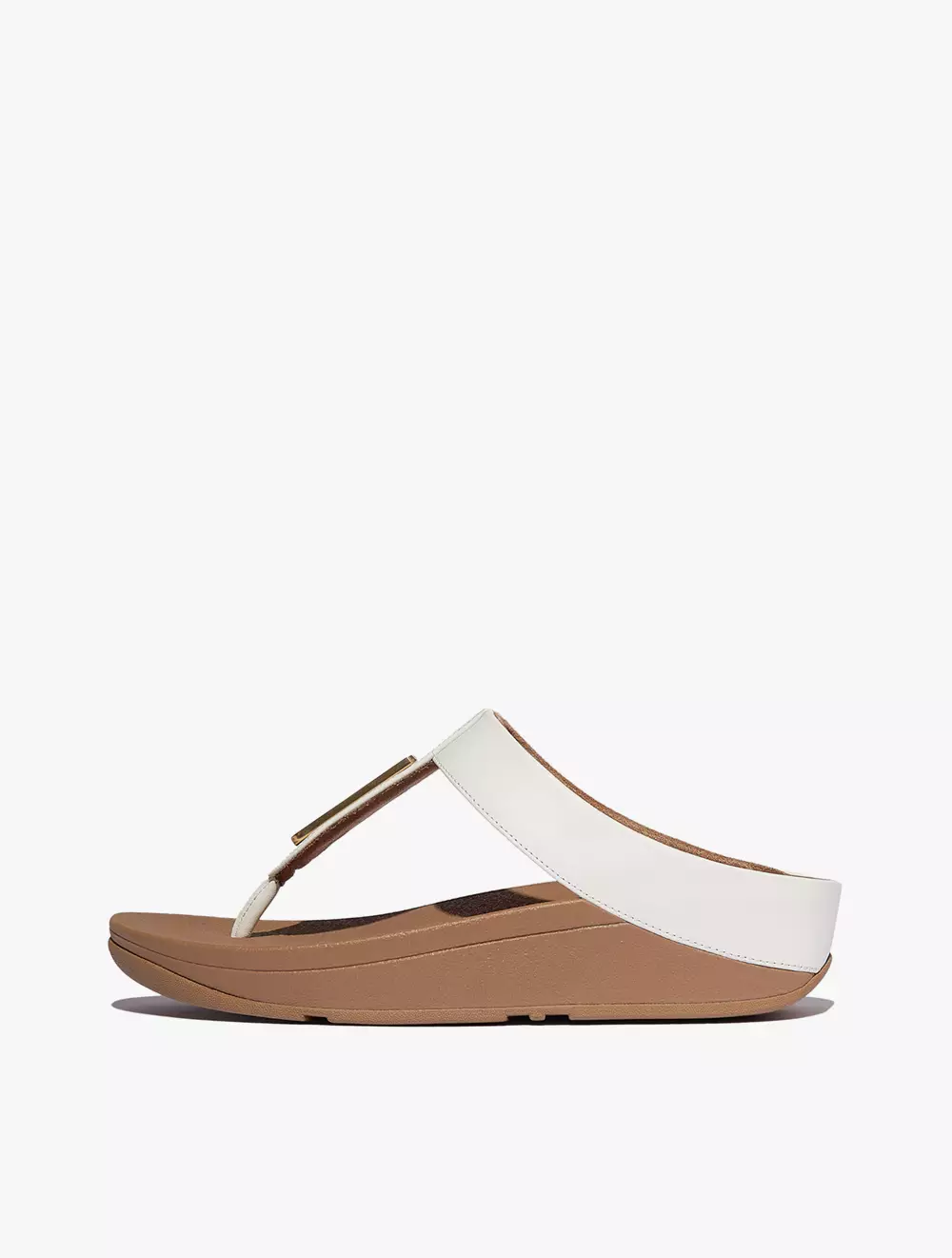 Jual FitFlop Fitflop Fino Gold-Trim Leather Toe-Post Sandals
