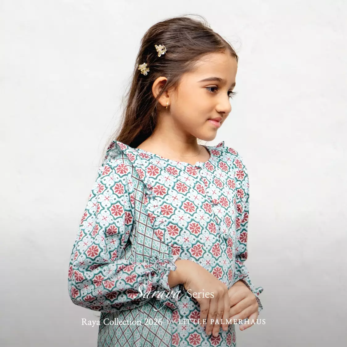 Little Palmerhaus - Baju Lebaran 2026 - Saraya Girl Gamis (Baju Gamis Anak Perempuan Usia 1-6 Tahun) Teal Green