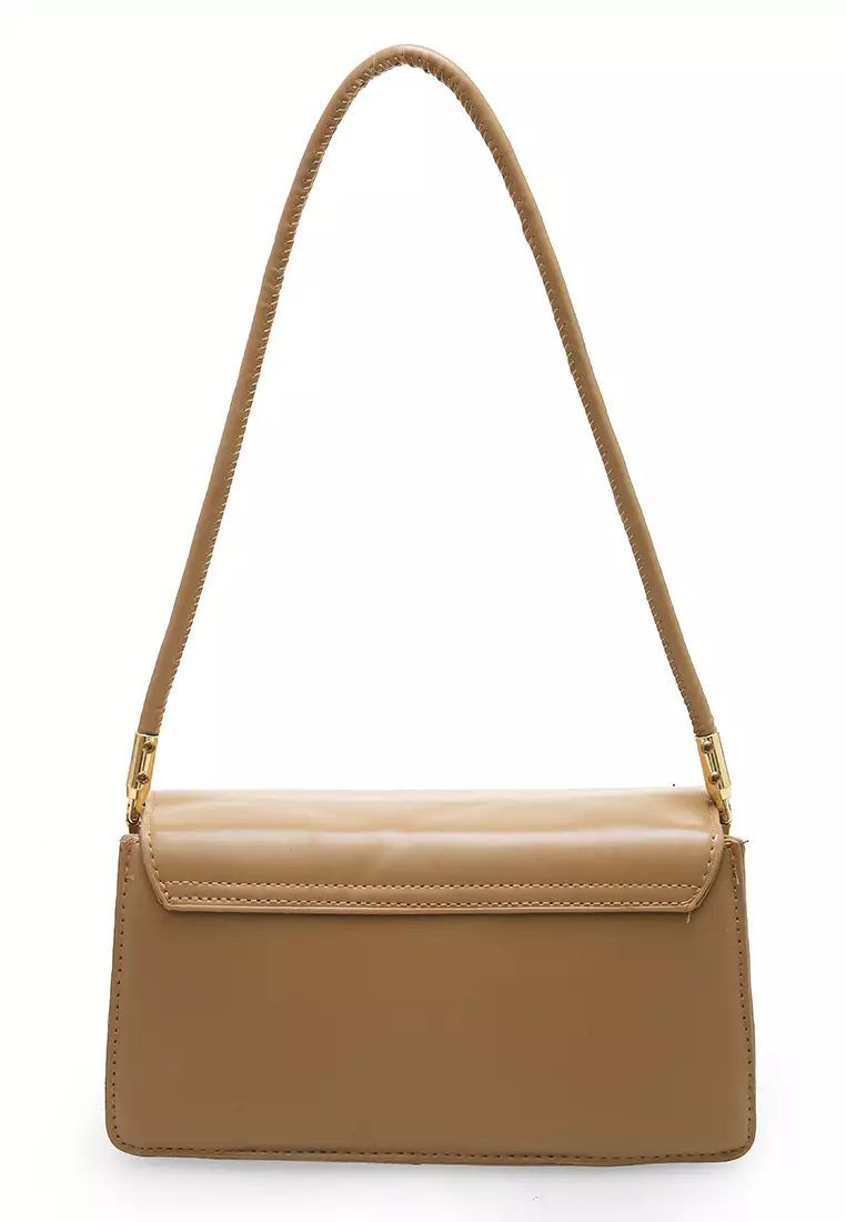 Eilaria Tas Selempang Wanita Shoulder Bag Desain Simple Material Leather ORIGINAL - Brown