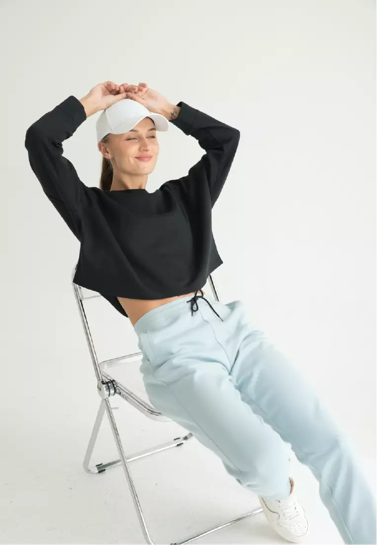 Loraine Long Sleeve Crop Top - Onyx