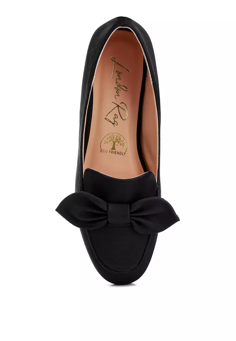 Sepatu Loafer Berhias Busur Hitam